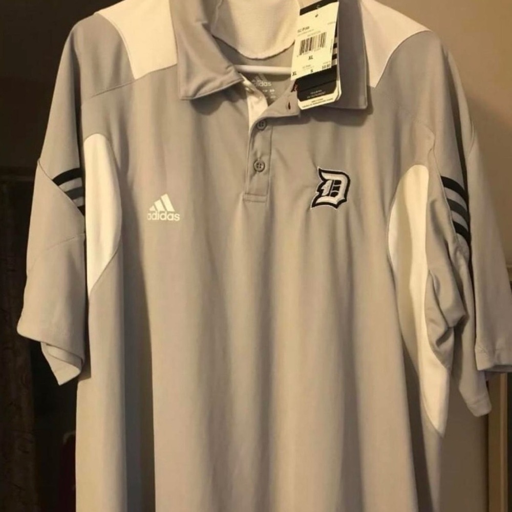 Duquesne University Adidas Light Gray and White Polo Shirt